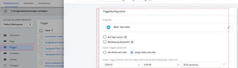 Klick Trigger im Google Tagmanager erstellen
